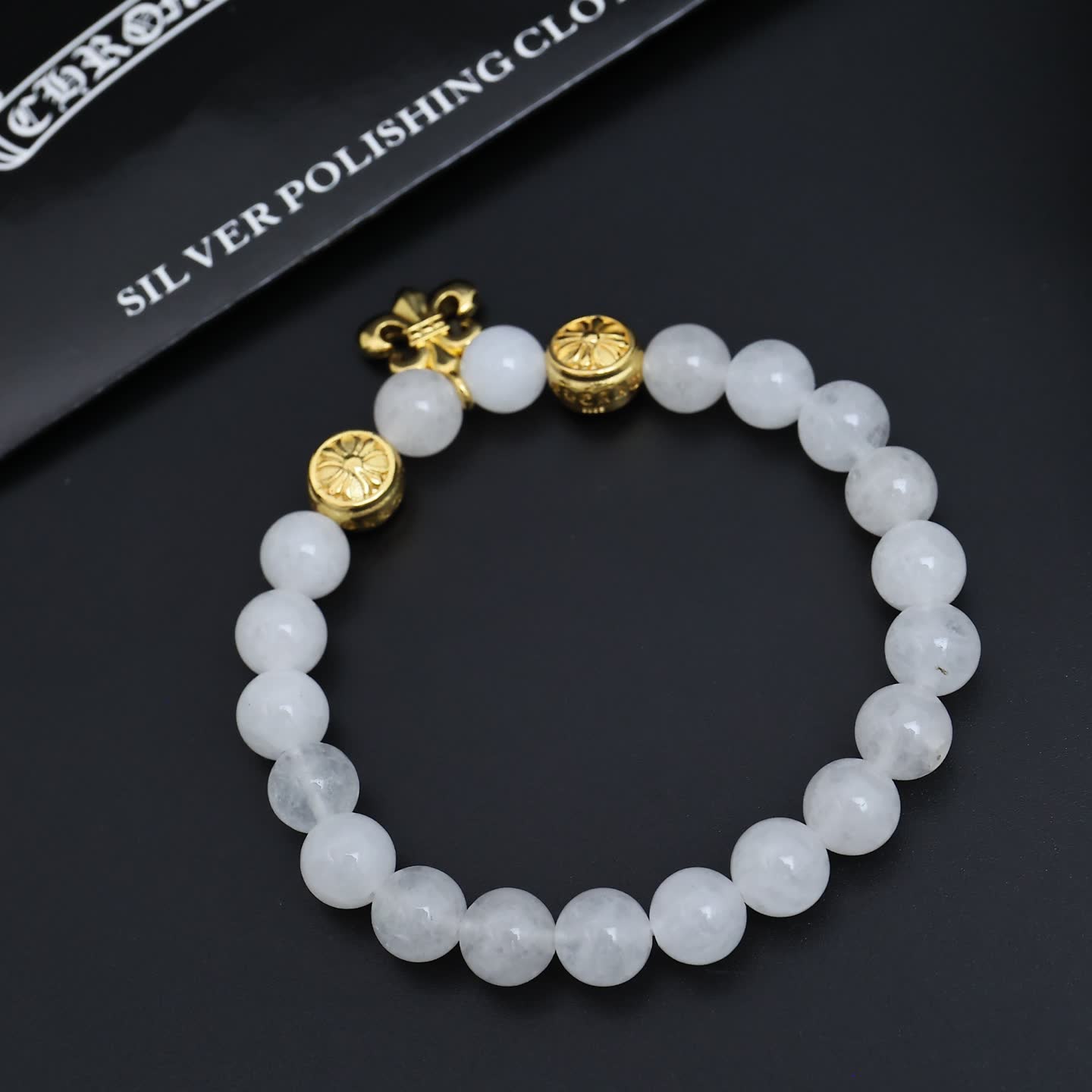 Chrome Hearts Beaded Bracelet with Fleur-de-lis Charm